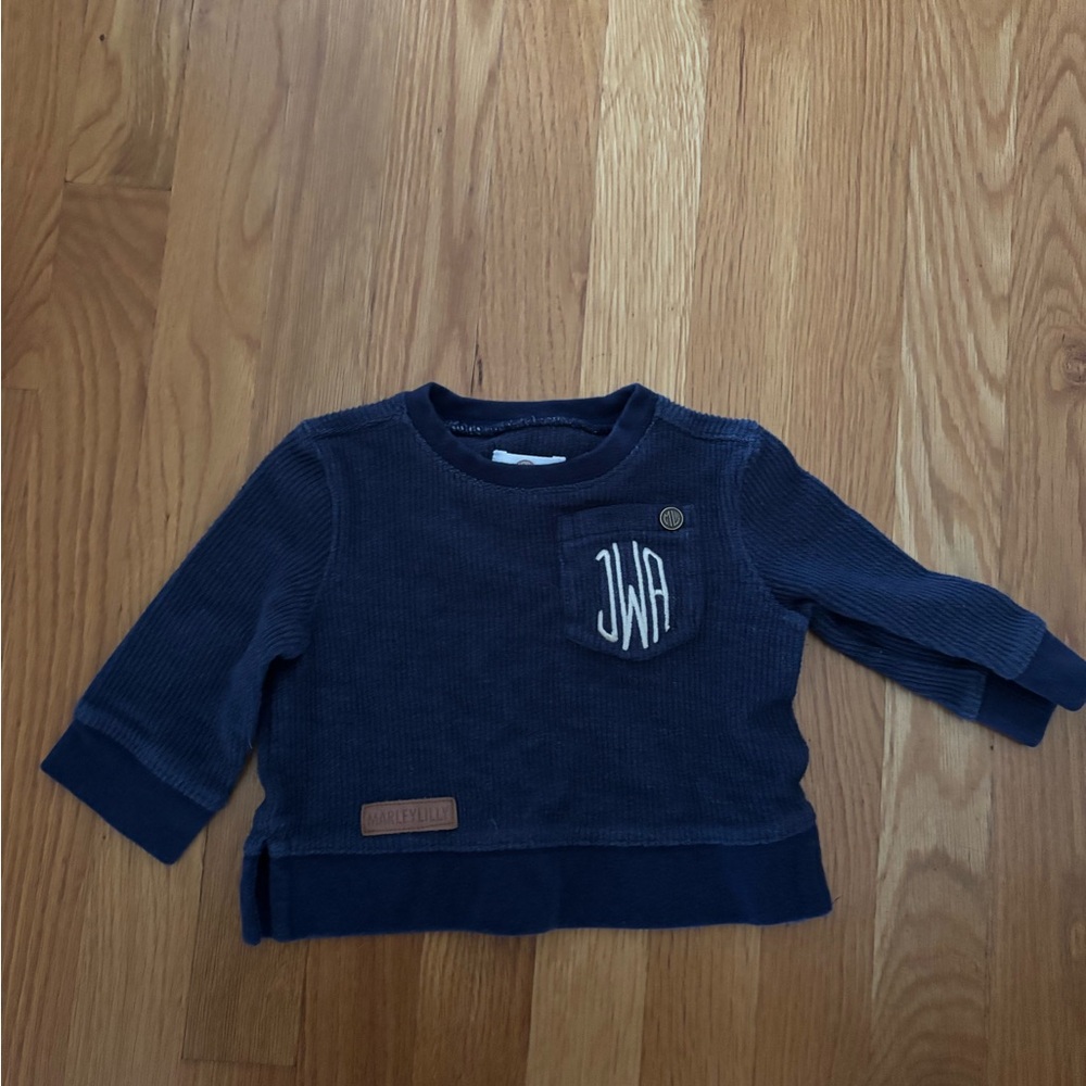 Marleylilly Navy Blue Corduroy Sweater - 6-12 Months - Monogram JWA